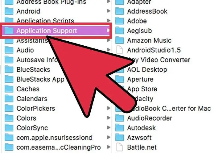 Application support" in the library panel
