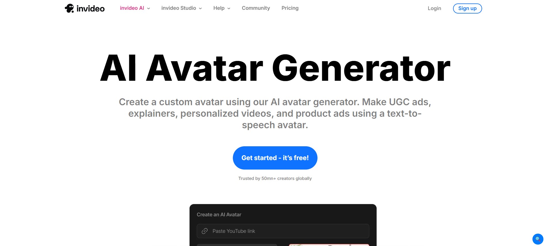 invideo ai avatar generator